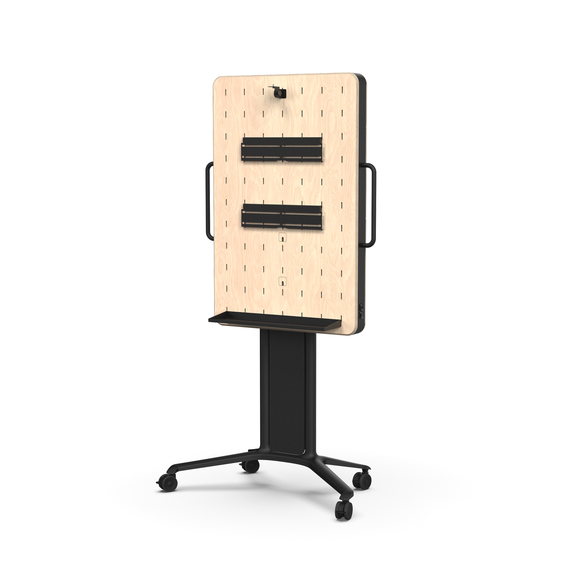 <span class="!font-bold">Peggy One,</span> a floorstand made to encourage collaboration, engagement and equality within teams. With a clear focus on mobility and flexibility, Peggy One provides a hassle-free integration of your electronic equipment. Suitable for use in all areas of the office.